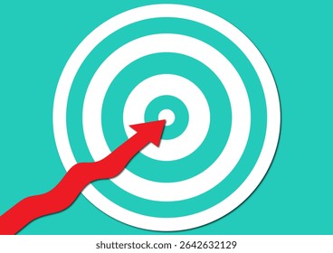 Target Achieved A dynamic image of a target with a bold red arrow pointing directly at the bullseye, showcasing precision and goal attainment.