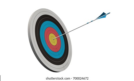 
Target with a arrow - Target with a bow arrows in the middle of the target isolated on white - 3d render