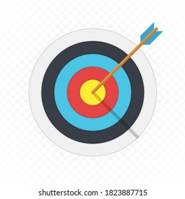 Target arrow flat icon. Arrow hitting target. Business concept.