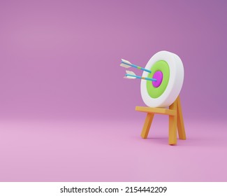 A target with arrows hitting the target. 3D Render