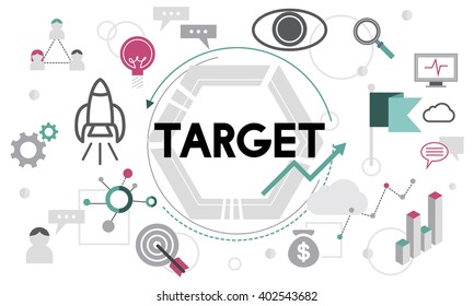 Target Aspiration Mission Vision Strategy Concept Stock Illustration ...