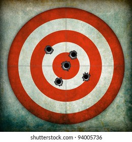 Target With Bullet Holes, Grunge Background