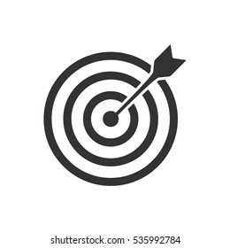 Target Bullseye Arrow Icon Flat. Grey Symbol Illustration Isolated On White Background