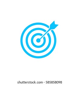 Target Bullseye Arrow Icon Flat. Simple Blue Pictogram On White Background. Illustration Symbol