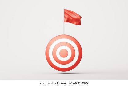 Target center with a flag, 3d rendering. 3D illustration.