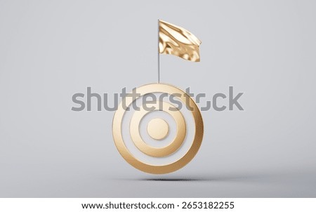 Target center with a flag, 3d rendering. 3D illustration.