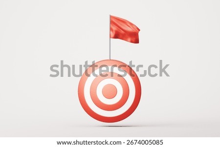 Target center with a flag, 3d rendering. 3D illustration.