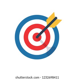 Target, Challenge, Objective Icon. Competitive Advantage Symbol. Successful Shot In The Darts Target. Isolated On White Background