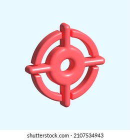 Target Icon. Simple 3d Render Illustration Isolated On Blue Background.