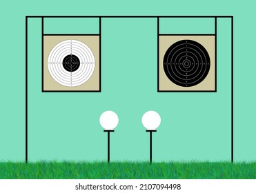 Target In Shooting Sports. Slow Fire Target, Rapid Fire Target And Double Armor Plate Targets In Reaction Fire.