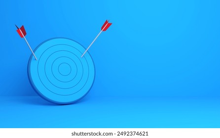 a target with two arrows planted and empty space for text - 3D rendering - Powered by Shutterstock - Get 15% off with code: PIKWIZARD15