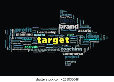 target word on cloud concept with arrow shape