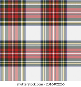 Tartan Plaid Pattern Seamless Background. Multicolour Red White Green Check Plaid. Shirt, Winter Textile Design. Background For Winter Holiday Invitation. Illustration