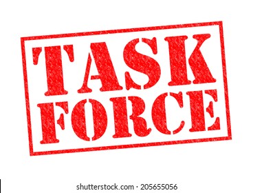 TASK FORCE Red Rubber Stamp Over A White Background.