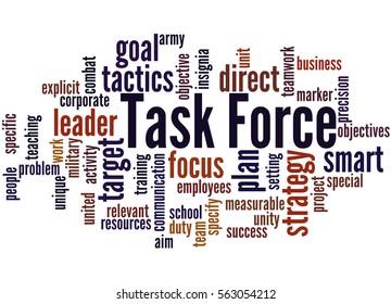 Task Force, Word Cloud Concept On White Background. 