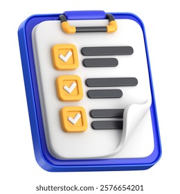 Task List 3D Render visually represents task management, organization, and productivity tracking, commonly used in project planning, to-do lists, and workflow optimization