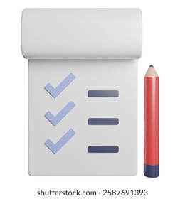 Task List Checklist 3D Rendering Icon Illustration