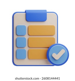 A task list icon featuring a checklist with a blue checkmark for project management applications.