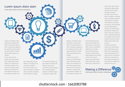 Tasteful Two Page Spread Layout Template With Gears 