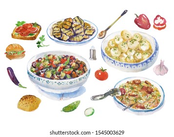 Tasty Delicious Eastern European Food Delights Set