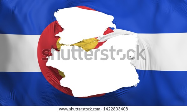 Tattered Colorado state flag, white background,\
3d rendering