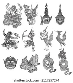 Tattoo Art Thai Collection Pattern Literature Hand Drawing Sketch