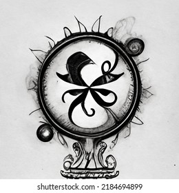 Tattoo Pencil Drawing Black White Symmetrical Stock Illustration ...