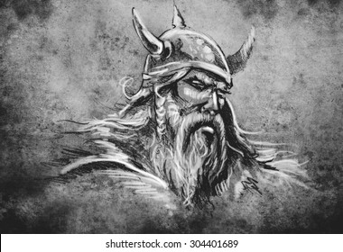 Tattoo Art Sketch Viking Warrior Illustration Stock Illustration 174993401