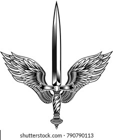 Tattoo Sword Wings Stock Illustration 790790113 | Shutterstock