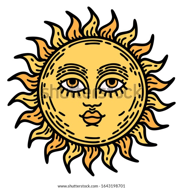 顔に太陽の伝統的な入れ墨 のイラスト素材