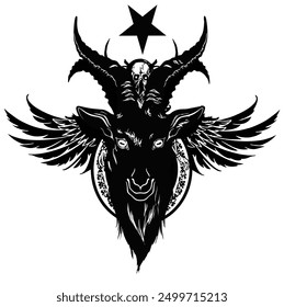 tattoo of weird design about baphomet with pentagram