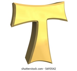 Tau Cross In Gold - 3D