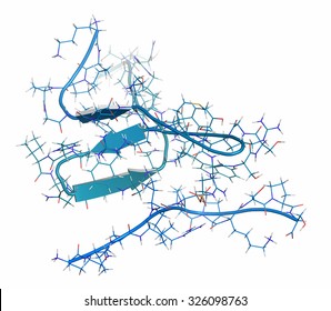 Tau Protein Fragment. May Play A Role In Alzheimer's Disease. Cartoon + Line Representation. N-to-C Gradient Coloring.

