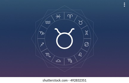 Taurus Symbol Horoscope Zodiac Fortune Graphic Concept