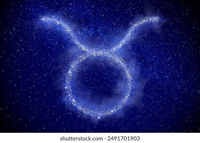 Taurus zodiac sign made of stars on night sky - Powered by Shutterstock