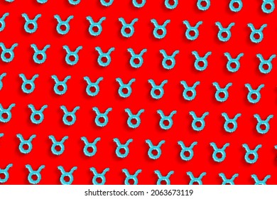 Taurus Zodiac Sign, Taurus Minimal Background, Red Minimal Background