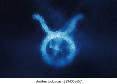 Signo zodiaco de Tauro, fondo azul de arte poligonal