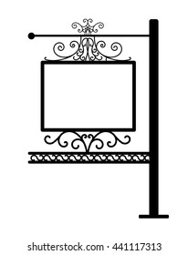 Tavern Sign, Metal Frame With Curly Elements.