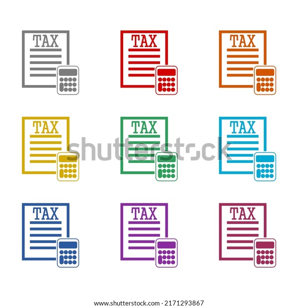 Tax calculator icon isolated on white\
background. Set icons\
colorful