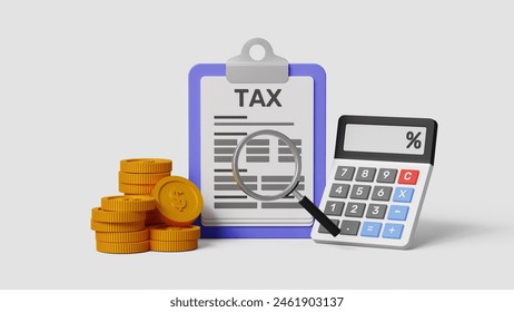 Tax concept. Tax form to fill out personal income tax return to pay taxes. Financial research. data analysis, documents, reports, tax returns, calculations - Powered by Shutterstock