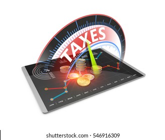 Tax Economy Refund Money As Concept. Time To Pay Taxes, Accounting, Tax Return, Banking 3D Illustration .