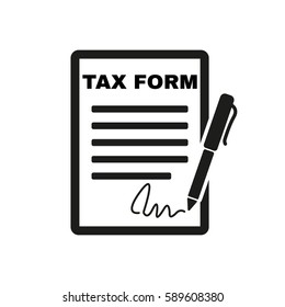 Tax Form Icon. Charge, Contribution Symbol. Flat Design. Stock -  Illustration