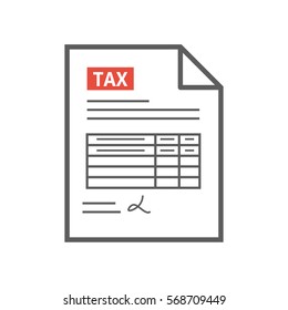 Tax Form Icon In The Flat Style, Isolated From The White Background.