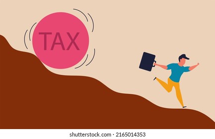 Tax Payment Deadline And Finance Frustrated Ball. Panic Payment And Problem Revenue Wealth Illustration Concept. Taxation Return And Person Loss Money. Struggle Failure And Debt Business