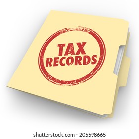 Tax Records Words Stamped Onto A Manila Folder To Keep Your Documents In A File