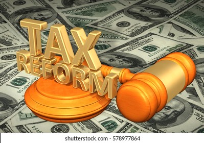 Tax Reform Legal Gavel Concept 3D Illustration
