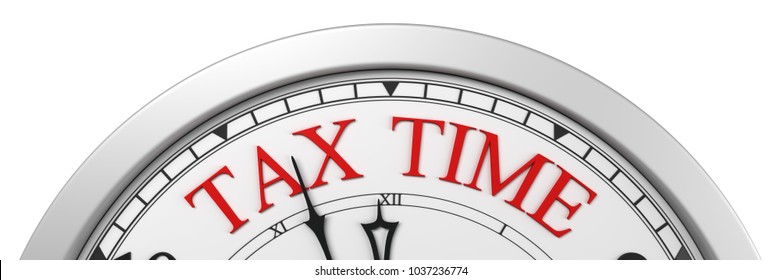 Tax Time Deadline On A Clock - 3d Render