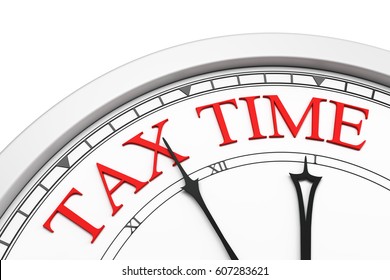 Tax Time Deadline On A Clock - 3d Render