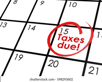 Taxes Due On White Calendar, 3d Rendering