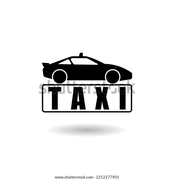 Taxi car icon logo with\
shadow